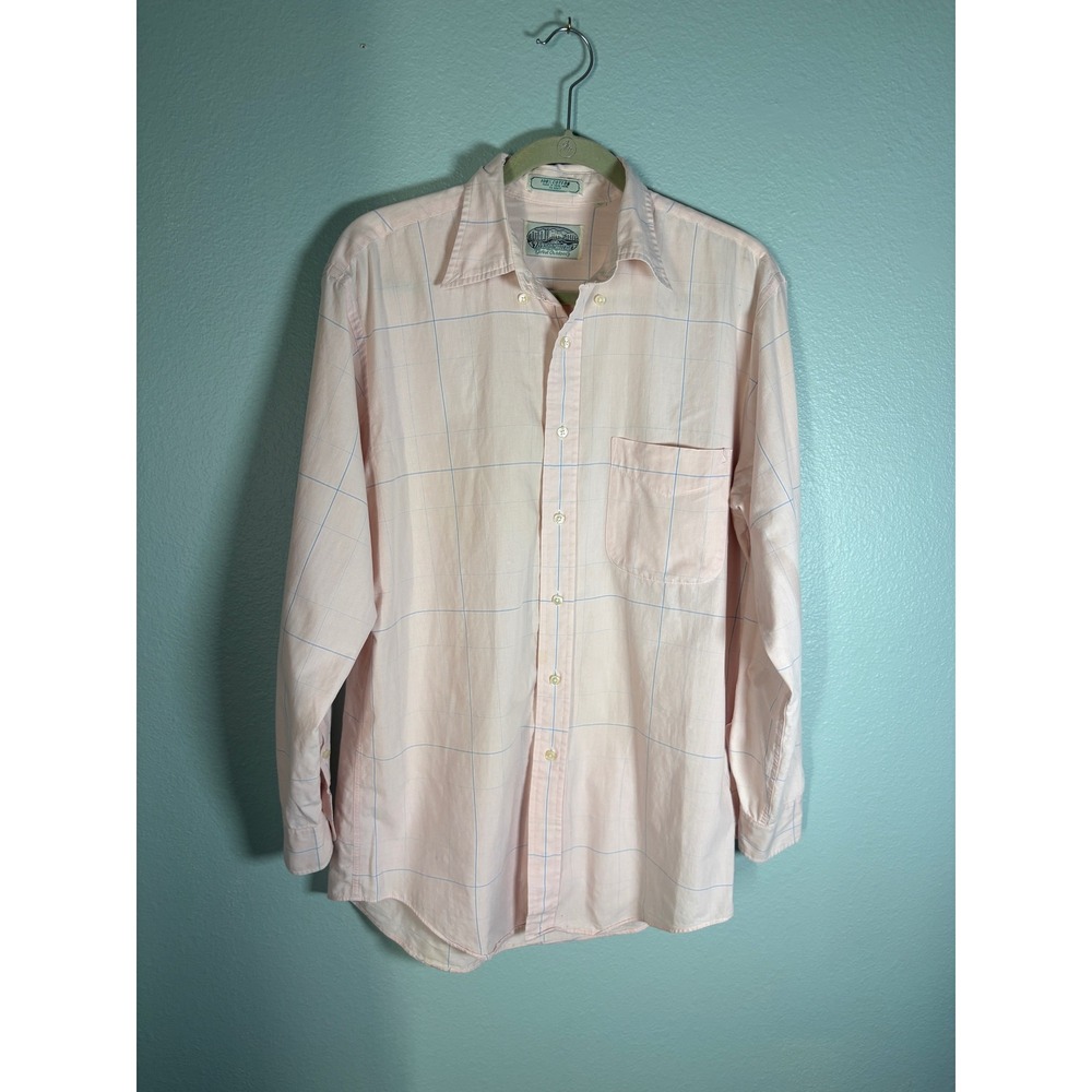 VTG Britches Great Outdoors Pink Plaid Boyfriend Button Up Shirt 90s Cotton